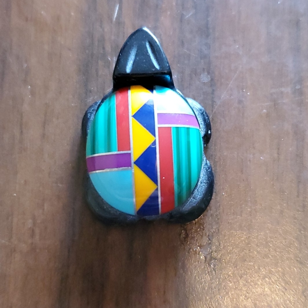 Turtle with stone inlay. Handmade art